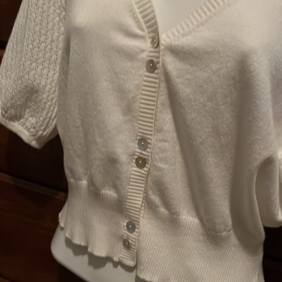 Z Supply Cream Puff Sleeve Crop Sweater L - Picture 3 of 7